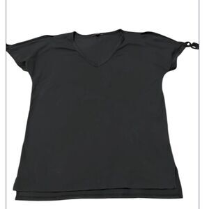 NYDJ size S short sleeve basic black tshirt with cute ties at the sleeve GUC